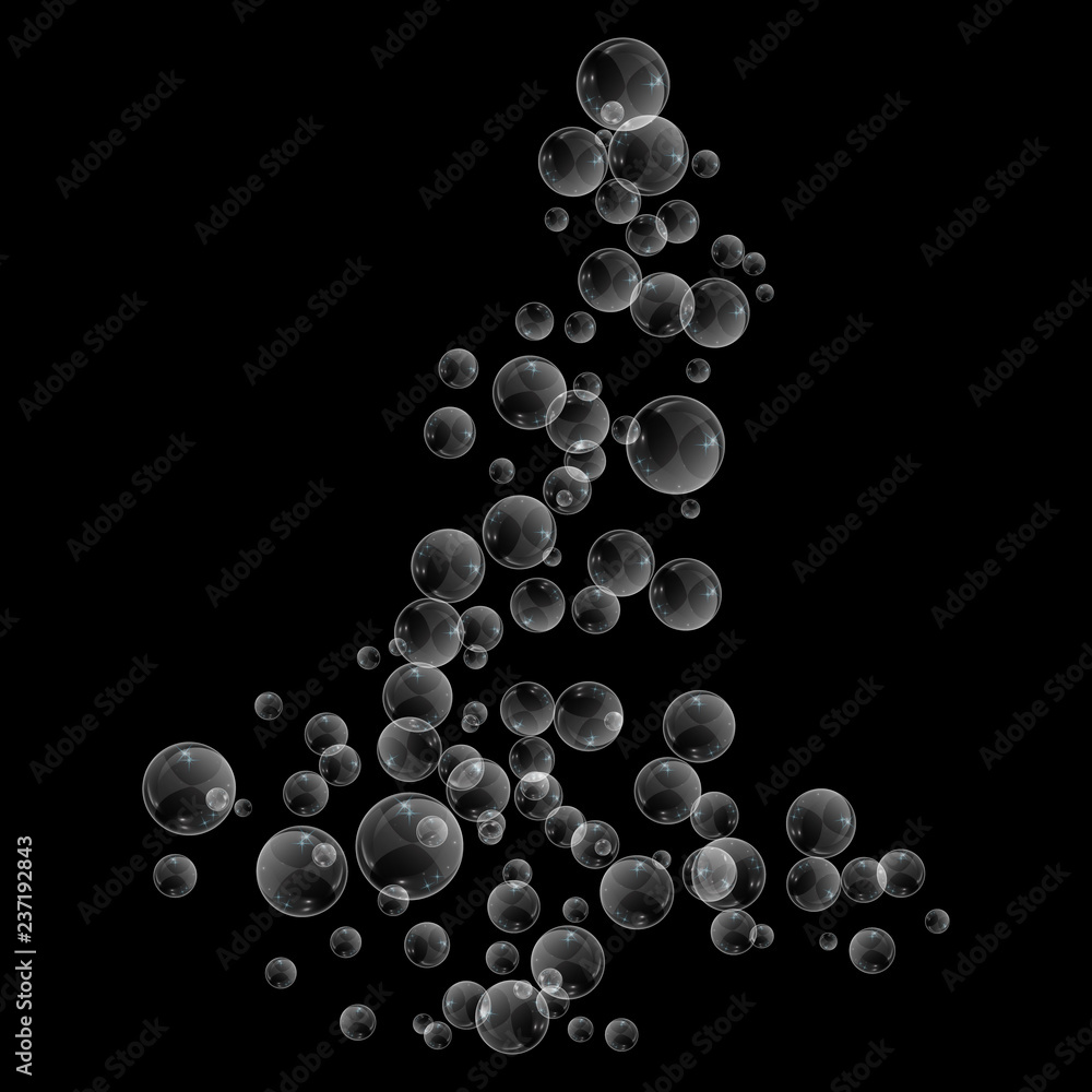 Bubbles underwater texture isolated on black background. Fizzy sparkles in water, sea, ocean. Undersea illustration. Bubbles underwater texture isolated on black background. Fizzy sparkles in water, sea, ocean. Undersea illustration.