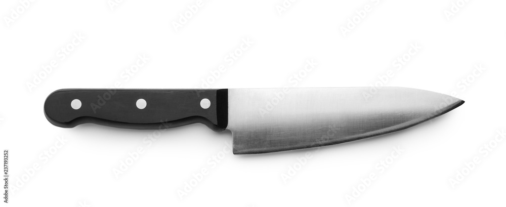 Knife with black handle on white background Knife with black handle on white background