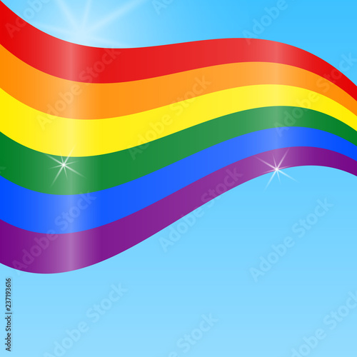 LGBT rainbow Flag. Celebrating gay people rights. Same-sex love. Pride.