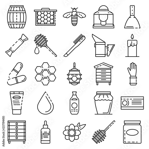 Apiculture icon set. Outline set of apiculture vector icons for web design isolated on white background