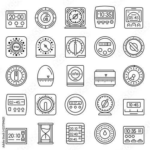 Time measure icon set. Outline set of time measure vector icons for web design isolated on white background