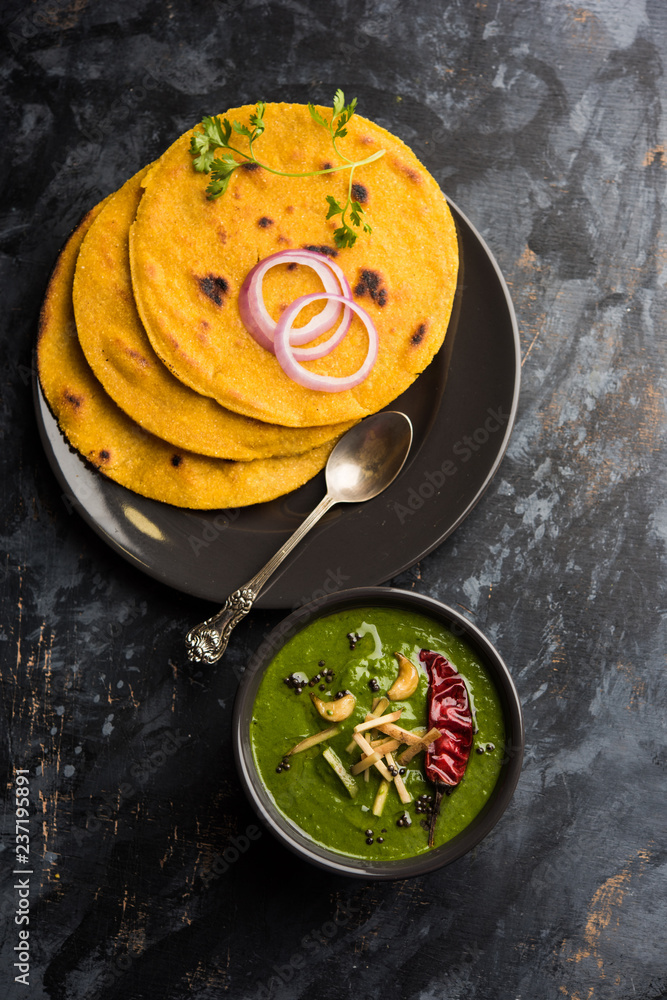 Makki Di Roti With Sarson Ka Saag Popular Punjabi Main Course Recipe In Winters Made Using Corn