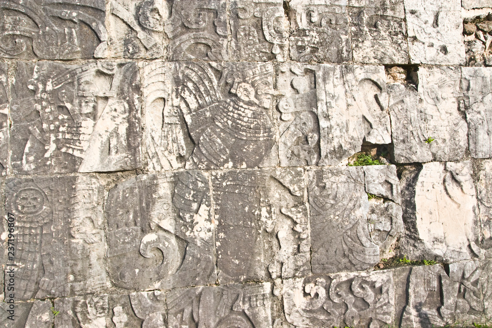 Relief in Mayan ballcourt, Chichen Itza