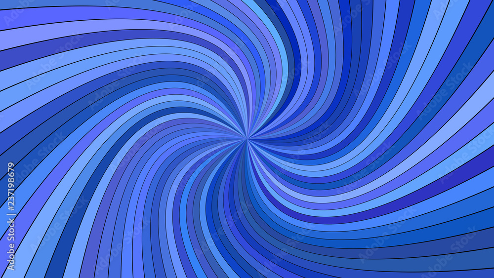 Blue hypnotic abstract spiral stripe background - vector curved ray burst illustration