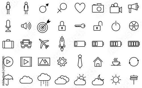 Simple variety outline icon set for vector business concept