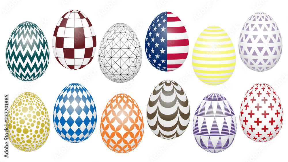 trendy colors autumn-winter in geometric patterns on Easter eggs. 2019 trend palette set for the background, design, advertising, packaging, icons, ideas trendy colors autumn-winter in geometric patterns on Easter eggs. 2019 trend palette set for the background, design, advertising, packaging, icons, ideas