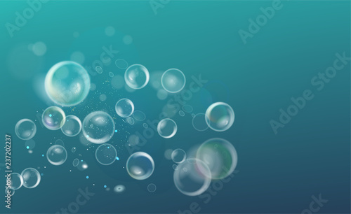Dark blue blur background with bubbles in vector.