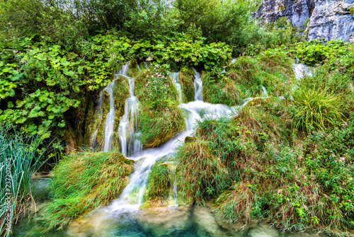 Waterfall in Plitvice Lakes National Park  Croatia