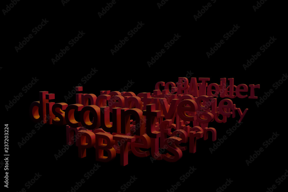 Obraz premium 3D rendering. Decorative, illustrations CGI typography, motivation related keywords cloud, for design texture background.