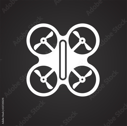 Drone quadcopter icon on black background for graphic and web design, Modern simple vector sign. Internet concept. Trendy symbol for website design web button or mobile app