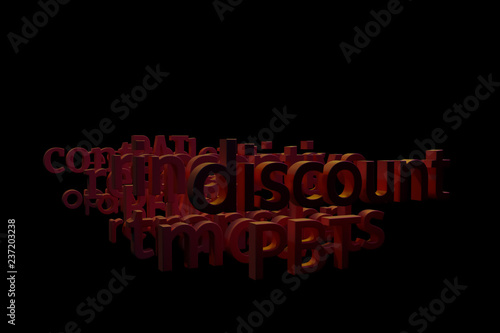 Abstract CGI typography  motivation related keywords cloud. Wallpaper for graphic design. 3D rendering.