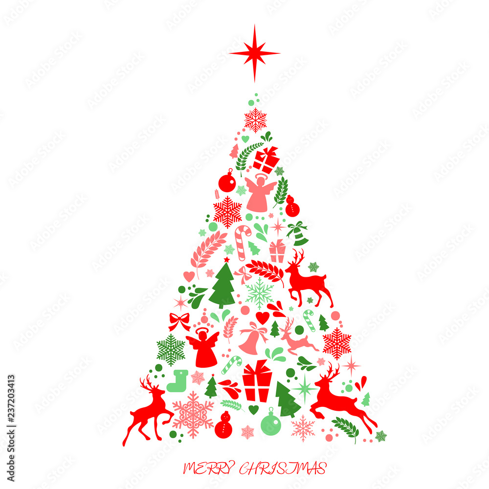 Fototapeta premium Merry Christmas and New Year decorations elements seamless pattern border, Christmas backgrounds and wrapping paper. Vector file.