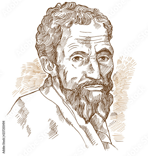 Hand drawn vector portrait. Michelangelo