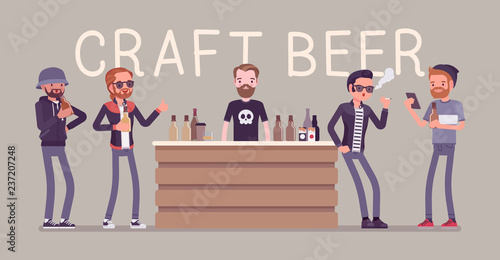 Craft beer store bar and male visitors
