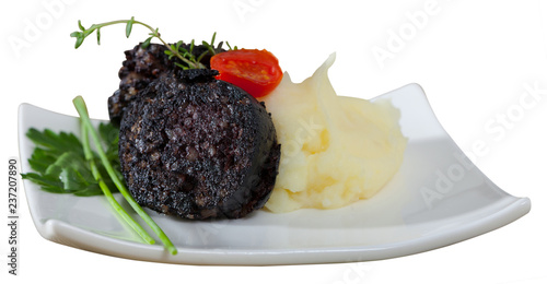 Canvas Print Black pudding with rice