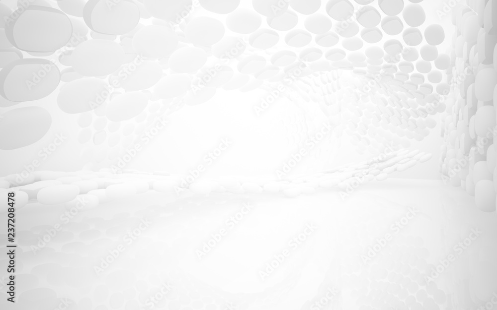 Obraz premium White smooth abstract architectural background whith gray lines . 3D illustration and rendering