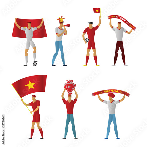 Vietnam football fans Cheerful soccer