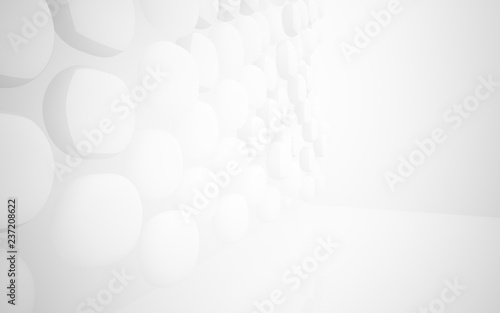 White smooth abstract architectural background whith gray lines . 3D illustration and rendering © SERGEYMANSUROV