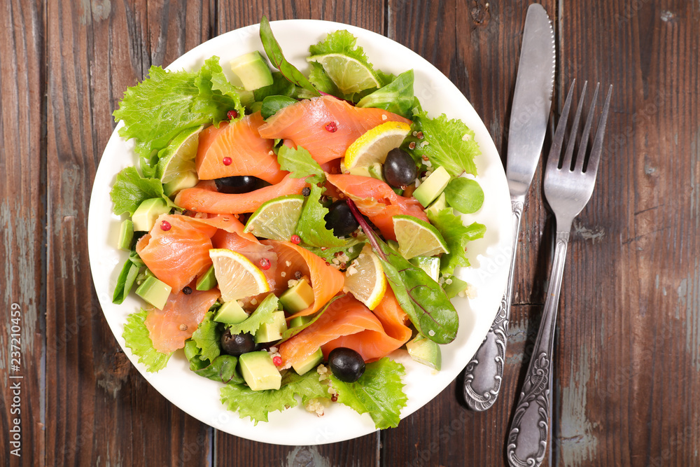 salad with salmon and avocado salad with salmon and avocado