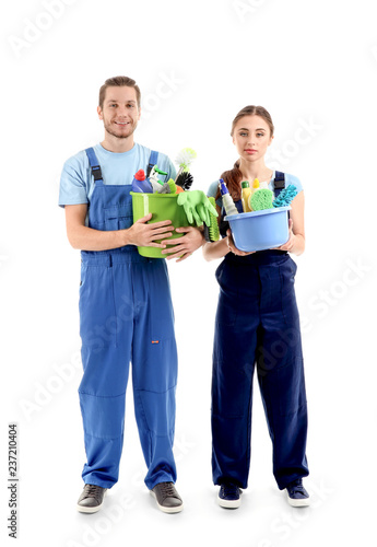 Man and woman with cleaning...