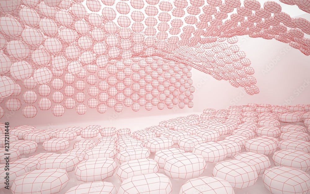Abstract smooth white interior of the future. Polygon red drawing. Architectural background. 3D illustration and rendering Abstract smooth white interior of the future. Polygon red drawing. Architectural background. 3D illustration and rendering