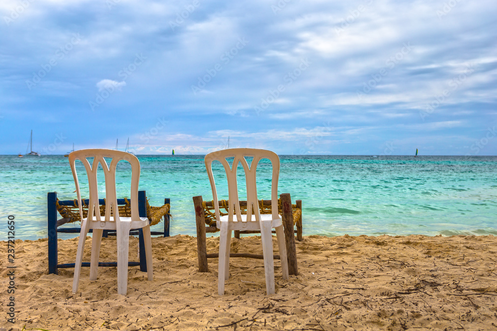 White chairs at the beach
