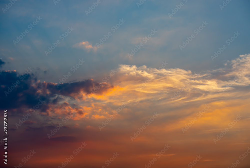 Sky and clouds reflected sunset light. Sky and clouds reflected sunset light.