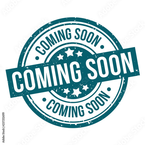 coming soon round blue grunge stamp badge