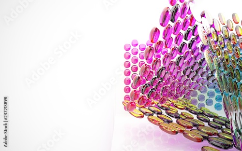 Wallpaper Mural abstract architectural interior with colored smooth glass sculpture with black lines. 3D illustration and rendering Torontodigital.ca