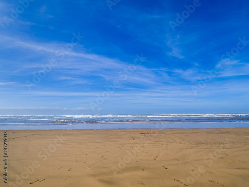 Sandy beach on the coast in Essaouira, Morocco