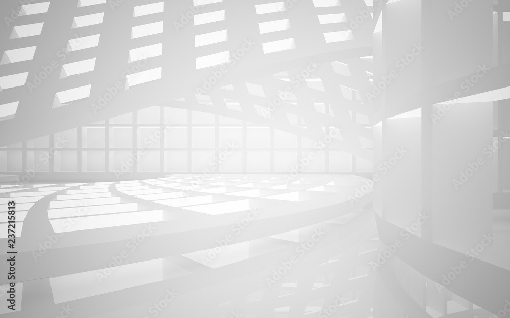 Abstract white interior of the future, with neon lighting. 3D illustration and rendering Abstract white interior of the future, with neon lighting. 3D illustration and rendering
