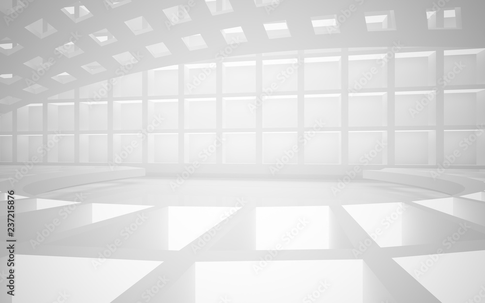 Abstract white interior of the future, with neon lighting. 3D illustration and rendering Abstract white interior of the future, with neon lighting. 3D illustration and rendering