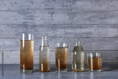 Glassware with dirty water ...