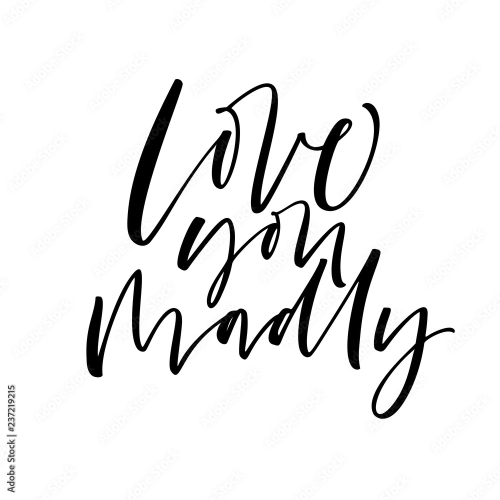Love you madly card. Hand drawn brush style modern calligraphy. Vector illustration of handwritten lettering. Love you madly card. Hand drawn brush style modern calligraphy. Vector illustration of handwritten lettering.