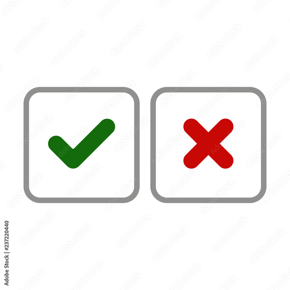 Green check mark and red cross icons Green check mark and red cross icons