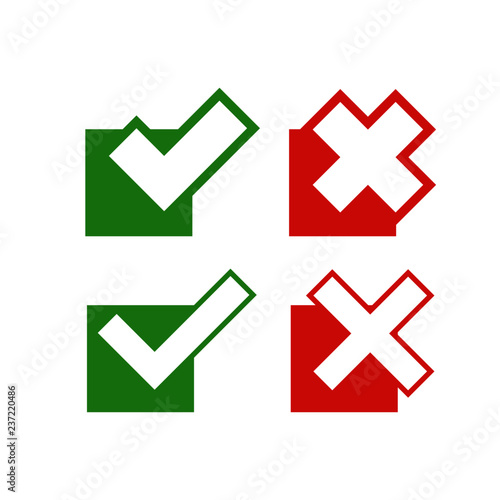Green check mark and red cross icons