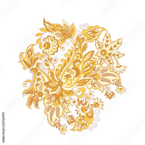 Paisley isolated pattern. Vintage illustration in batik style