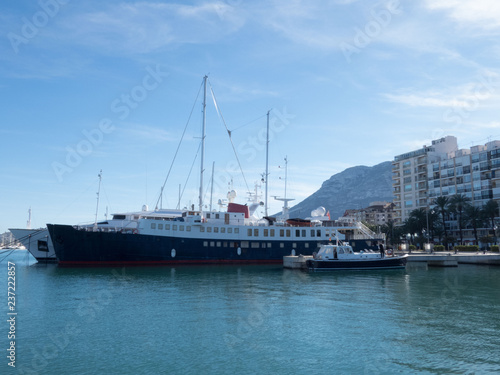 Harbour and see ship in Denia, Spain