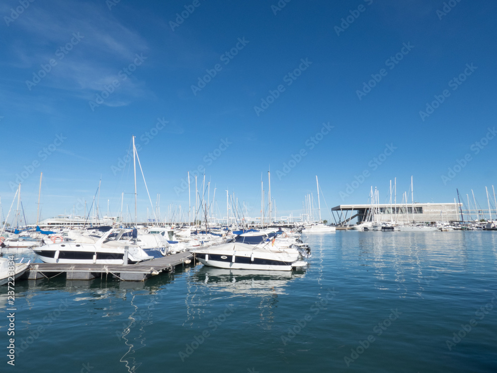 Boats in harbor in Denia, Spain