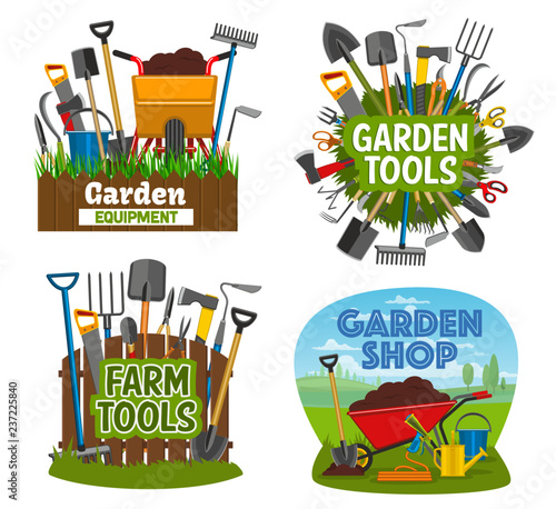 Farm and gardening tools, garden shop equipment