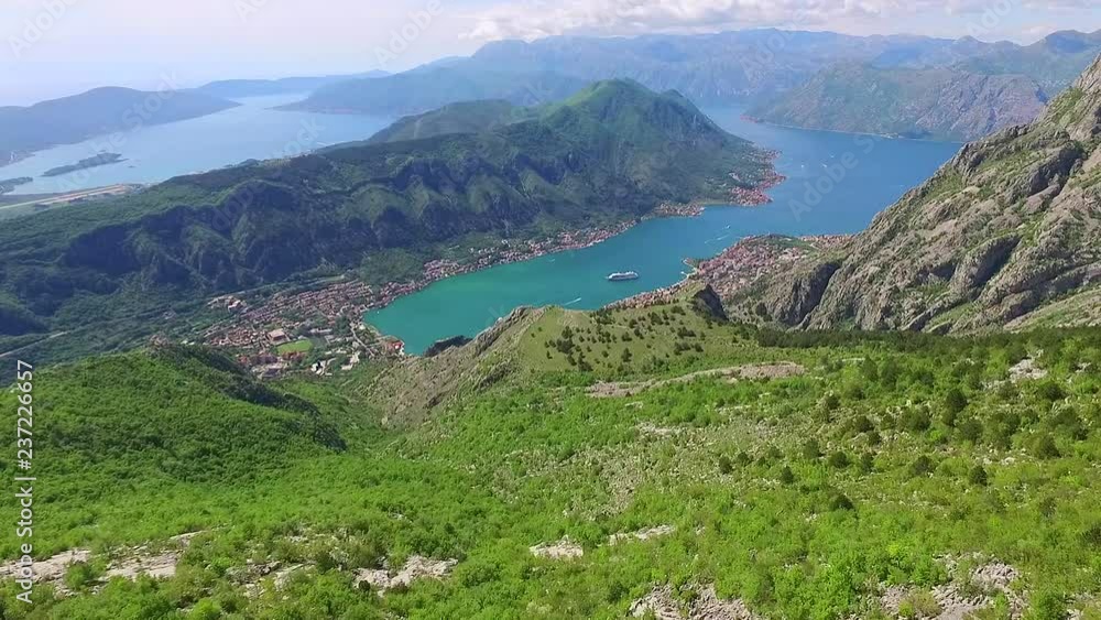 Bay of Kotor. Aerial view of Bay of Kotor and Adriatic coast in Montenegro Bay of Kotor. Aerial view of Bay of Kotor and Adriatic coast in Montenegro