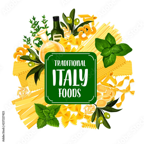 Italy foods icon with pasta from Italian cuisine