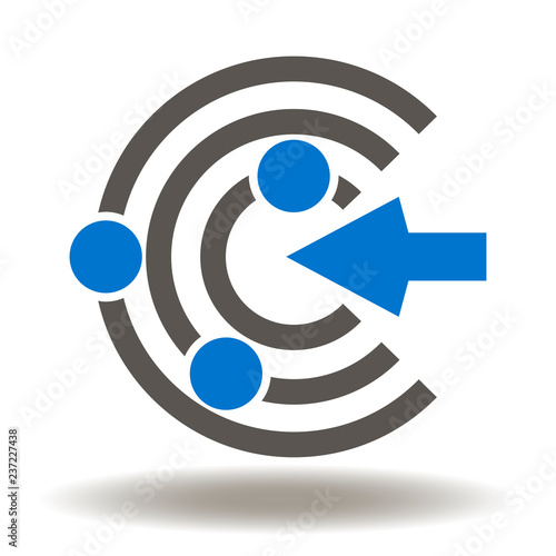 Proactivity Icon Vector. Arrow inside the circles and dot illustration. Initiative Logo. Innovation Integration Symbol. Science Research Sign.