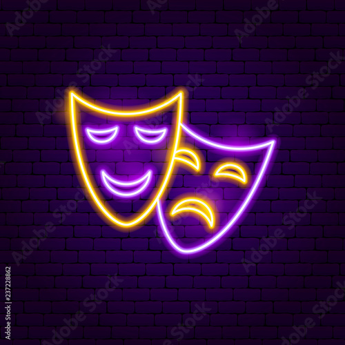 Theater Masks Neon Sign