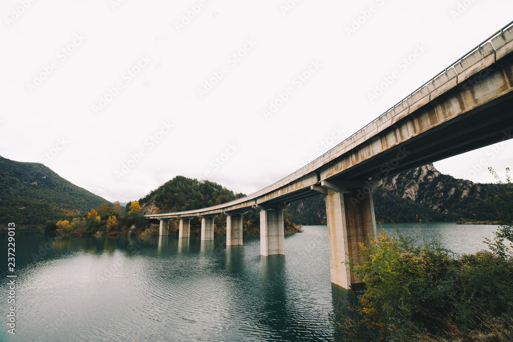 Bridge in a lake landscape in Europe