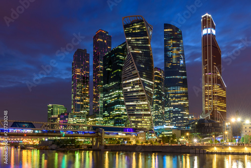 Photography Night view of the business district in Moscow - Moscow International Business Ce
