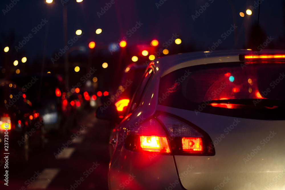 traffic jam at night in a big city. Blurred Background traffic jam at night in a big city. Blurred Background