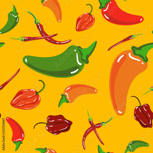 Vector Seamless Pattern of Jalapeno Peppers
