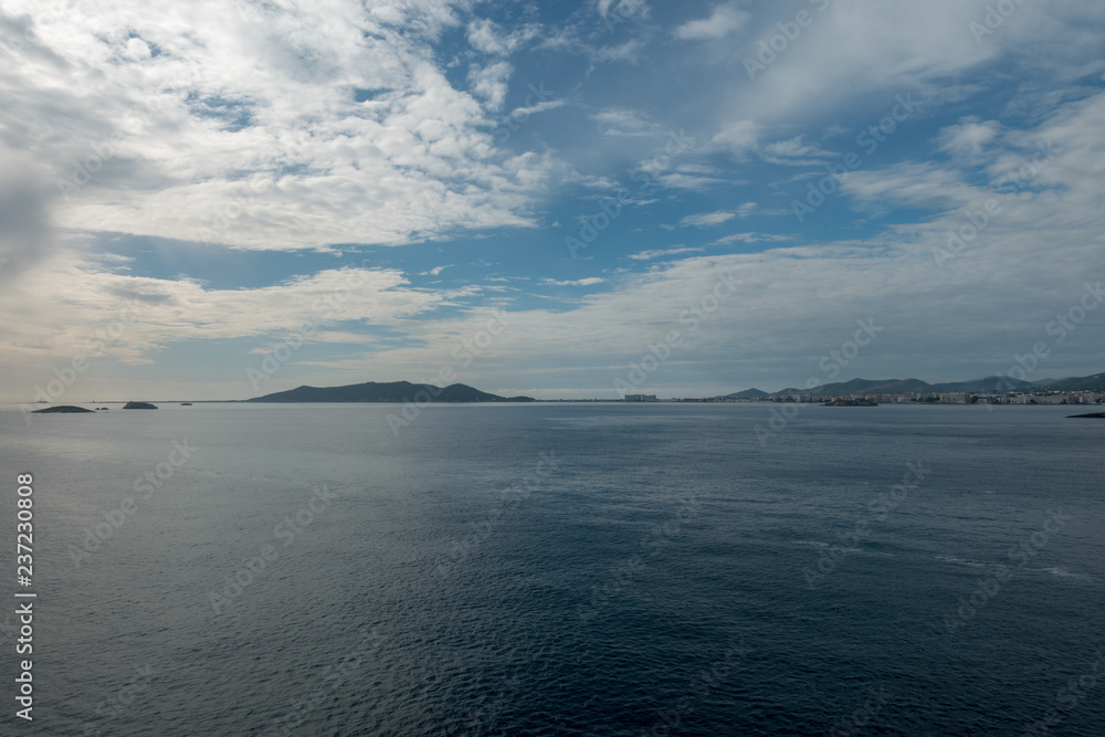 The coast of the island of ibiza from a boat The coast of the island of ibiza from a boat