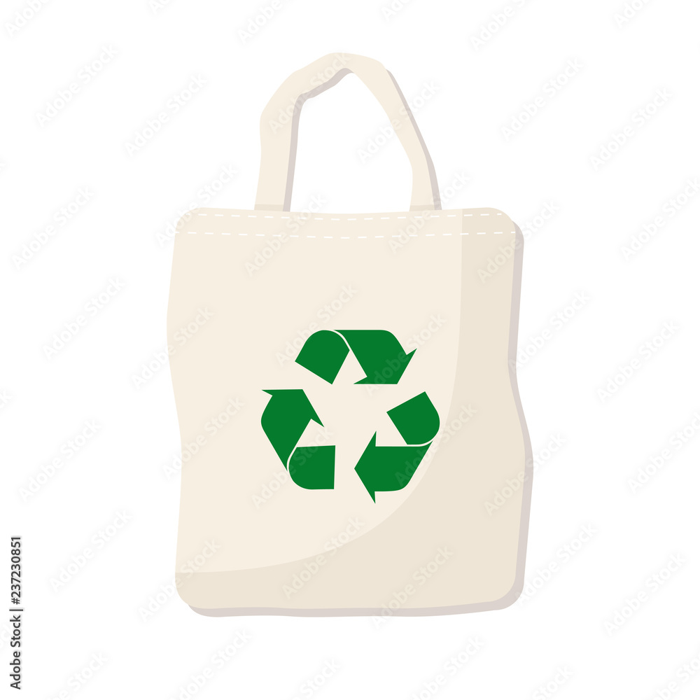 jutebeutel Stofftasche recycling Flat Design isoliert auf weißem  Hintergrund Stock Vector | Adobe Stock